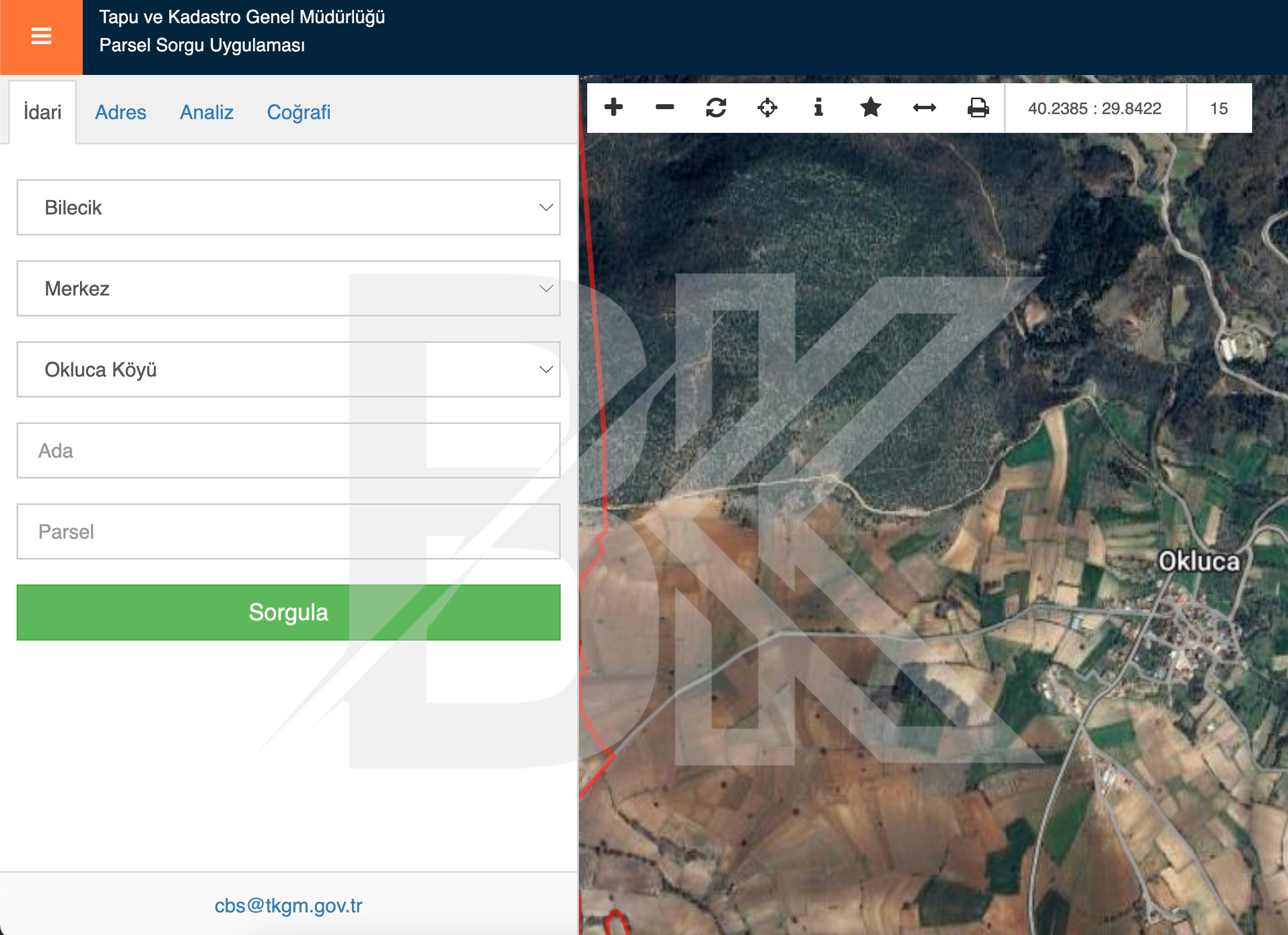 TKGM Parsel Sorgu Ekranı