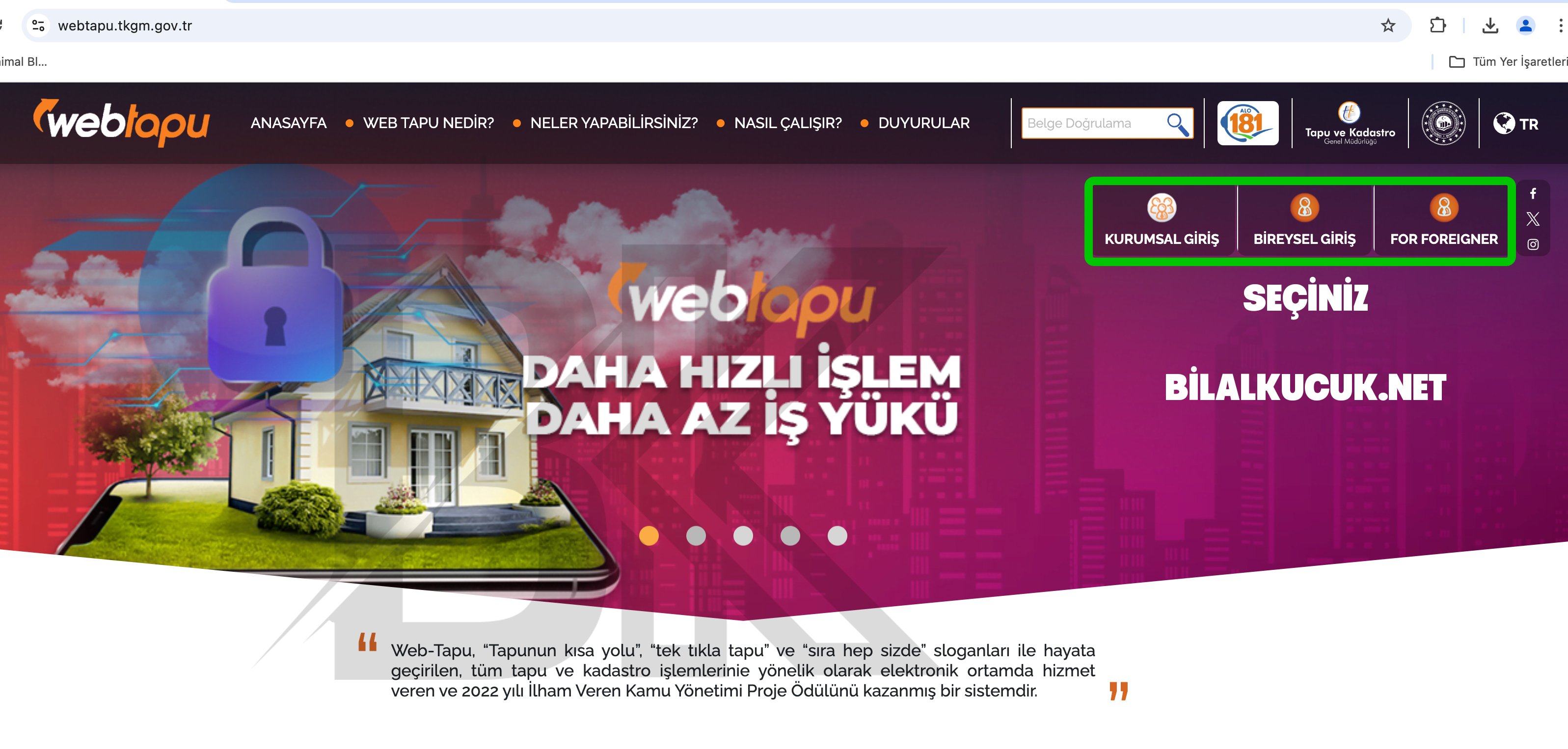 webtapu.tkgm.gov.tr giriş ekranı